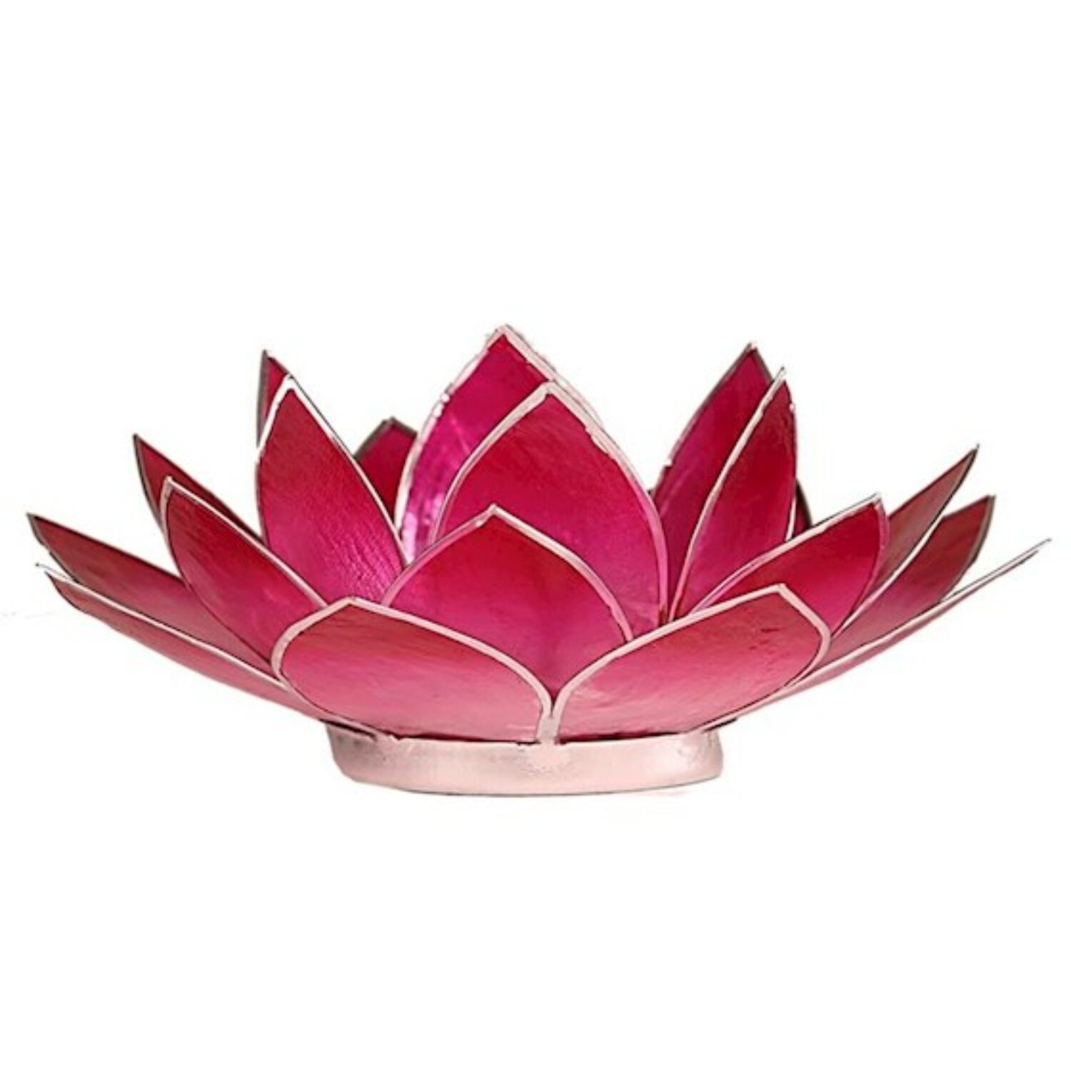 Mécsestartó Lótuszvirág 13,5 cm pink, ezüst szegéllyel