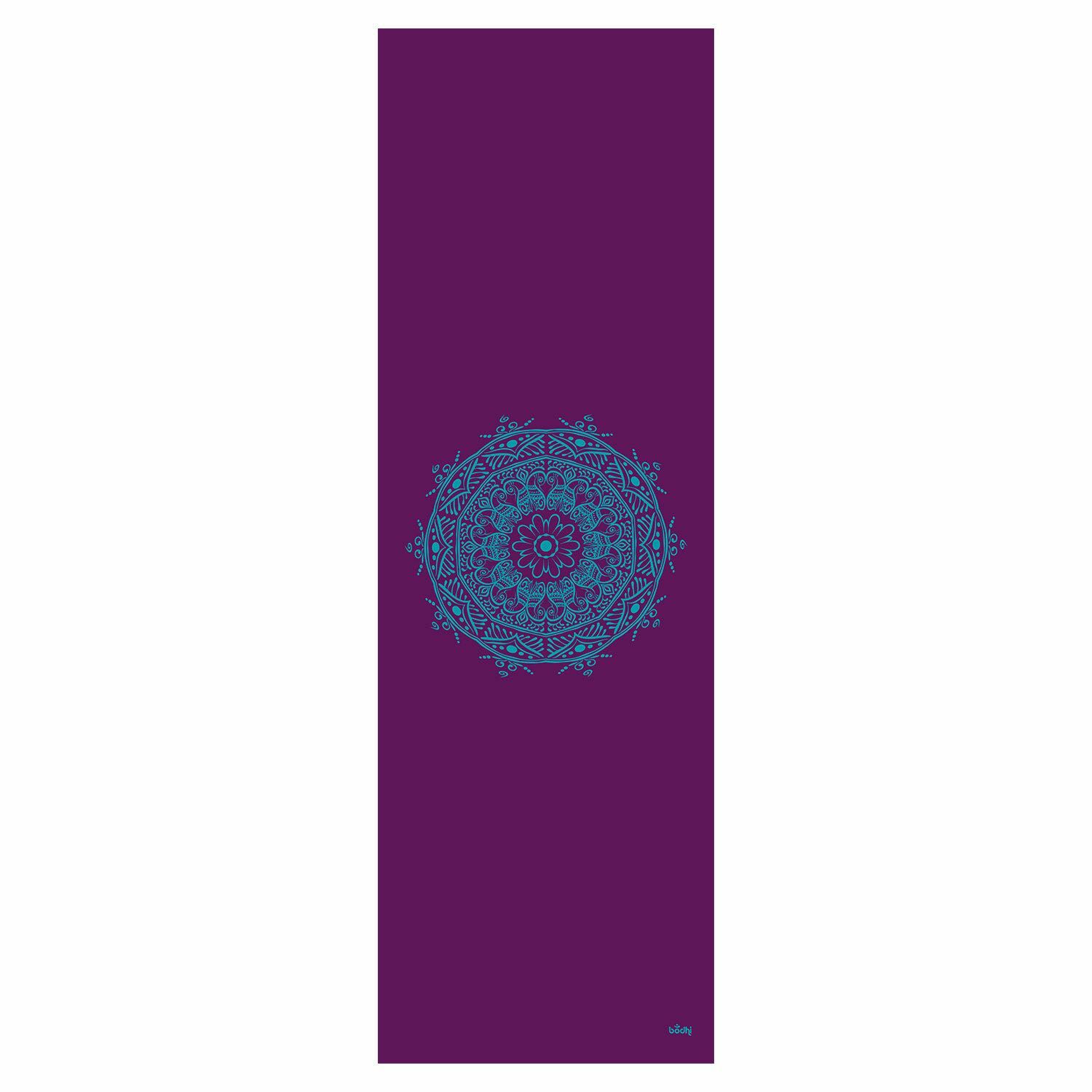 Bodhi Leela 4.5mm padlizsán lila jógamatrac  - türkiz Mandalával 