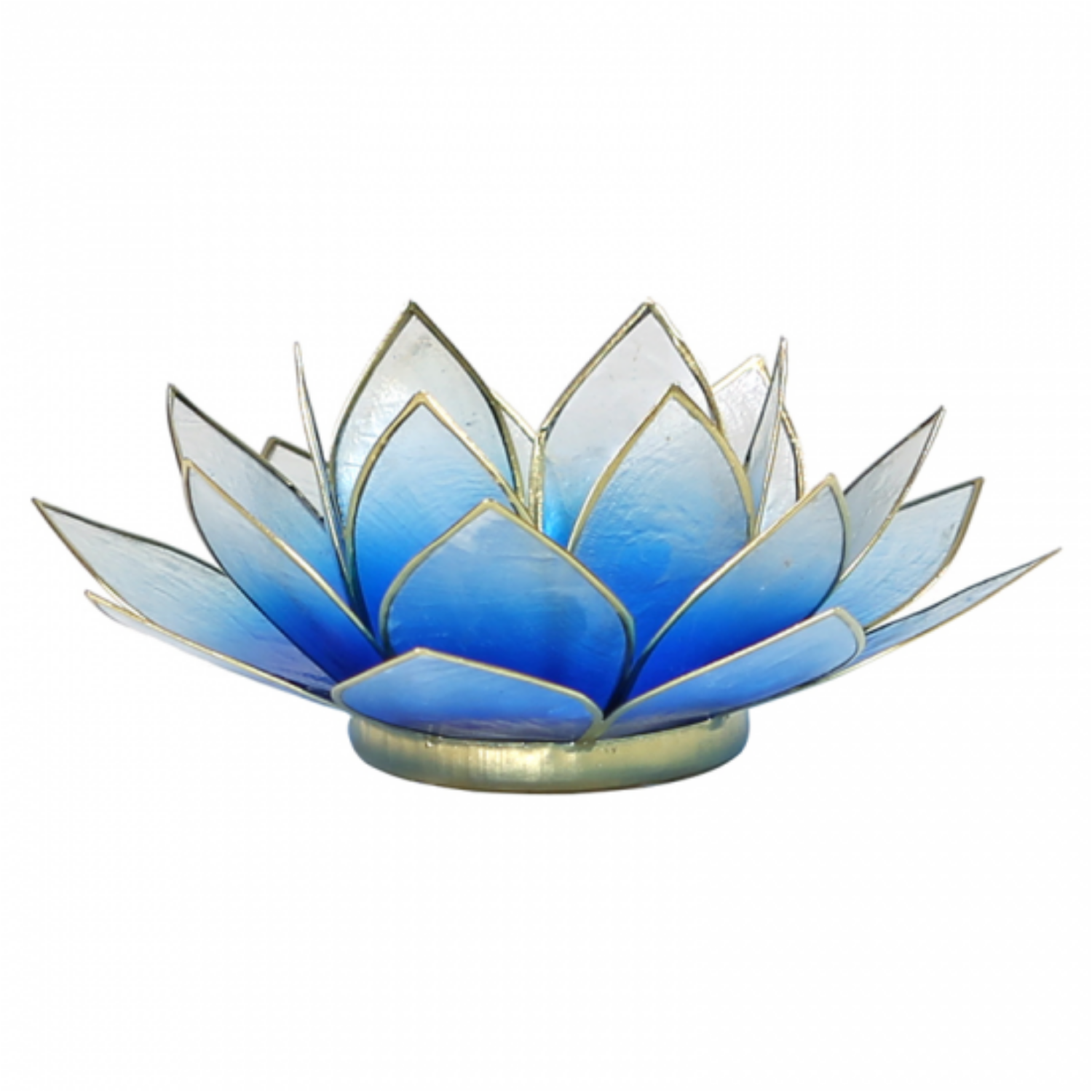 Mécsestartó Lótuszvirág 13,5 cm, kék-fehér, arany szegéllyel