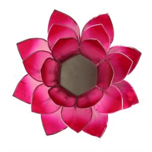 Mécsestartó Lótuszvirág 13,5 cm pink, ezüst szegéllyel