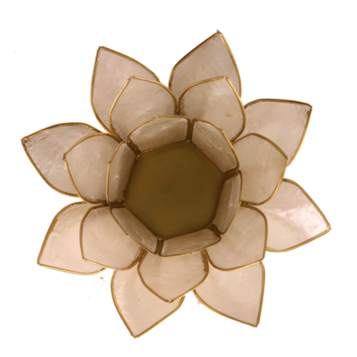 Mécsestartó Lótuszvirág 13,5 cm - gyöngyházszín arany szegély