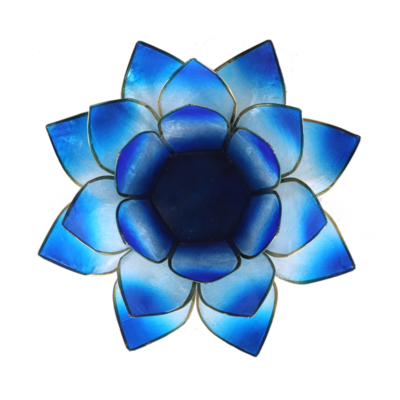 Mécsestartó Lótuszvirág 13,5 cm - kék, arany szegéllyel