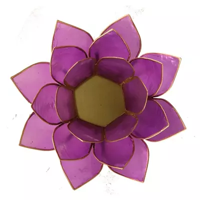 Mécsestartó Lótuszvirág 13,5 cm, homlok csakra, világos lila, arany szegéllyel