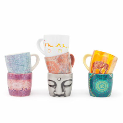 Jógi bögre - jóga csésze - Élet virága, mogyoró színű, Yogi mug
