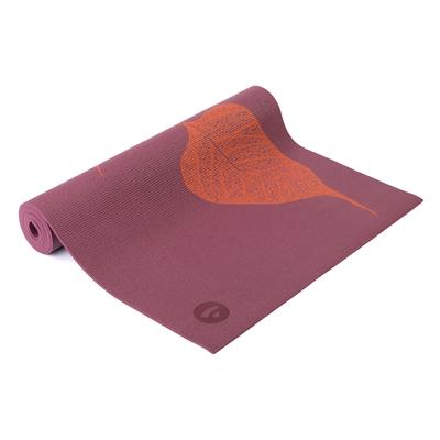 Jógaszőnyeg Leela Kollekció, 183x60cm, 4,5 mm PVC Piros Szilva, Levél mintával