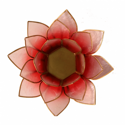 Mécsestartó Lótuszvirág 13,5 cm, piros, rózsaszín, arany szegéllyel