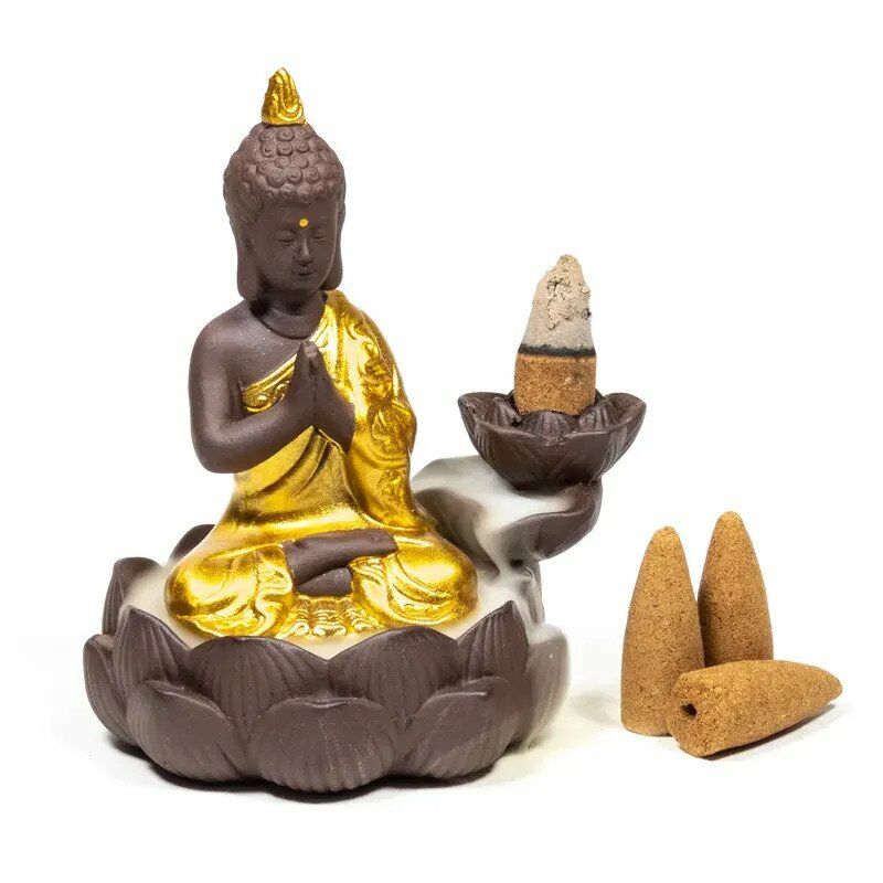 Füstölőtartó, visszaáramló  - Buddha - back flow - kúp füstölőhöz
